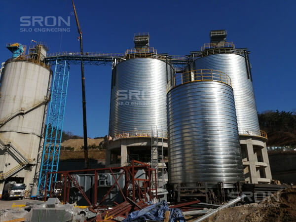 2 sets 3500ton steel spiral silo construction in Korea